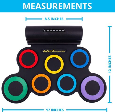 QoQoba Electronic Drum Set for Kids | Adult Beginner Pro MIDI Drum Practice Pad Kit w/Headphone Jack | Drum Sticks | Great Holiday Birthday Gift for Kids Drum Set (RAINBOW) in Saudi Arabia