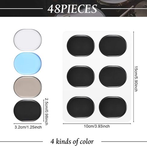 48 Pieces Drum Dampeners Gel Pads Silicone Drum Silencers Soft Drum Dampening Gel Pads Drum Mute Pads for Drums Tone Control (Transparent) in Kuwait