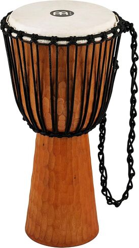 Meinl Percussion Djembe Hand Drum Circle Instrument، سلسلة عناوين الماهوجني المنحوتة - غير مصنوعة في الصين - حبال نسج مالي الأفريقية، ضمان لمدة عامين، نيل، متوسط ​​(HDJ4-M) in Kuwait
