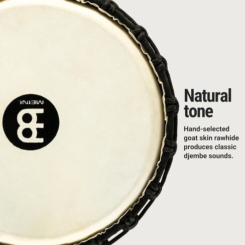 Meinl Percussion Djembe Hand Drum Circle Instrument، سلسلة عناوين الماهوجني المنحوتة - غير مصنوعة في الصين - حبال نسج مالي الأفريقية، ضمان لمدة عامين، نيل، متوسط ​​(HDJ4-M) in Kuwait