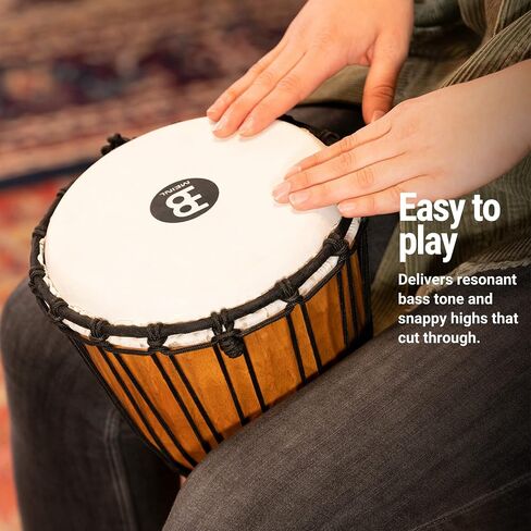 Meinl Percussion Djembe Hand Drum Circle Instrument, Carved Mahogany Headliner Series — NOT Made in China — African Mali Weave Ropes, 2-Year Warranty, Nile, Small (HDJ4-S) in Saudi Arabia