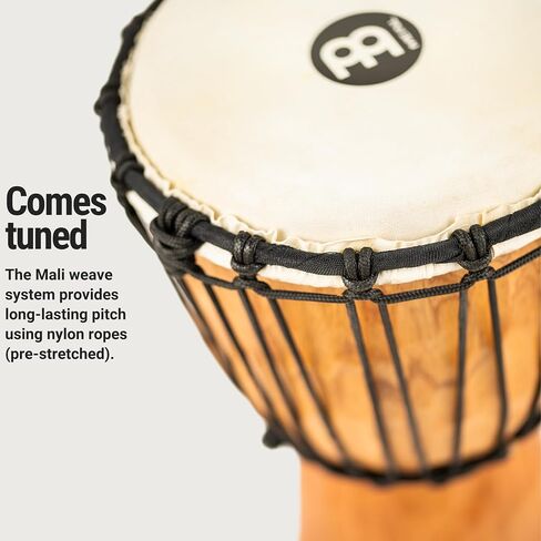 Meinl Percussion Djembe Hand Drum Circle Instrument, Carved Mahogany Headliner Series — NOT Made in China — African Mali Weave Ropes, 2-Year Warranty, Nile, Small (HDJ4-S) in Saudi Arabia