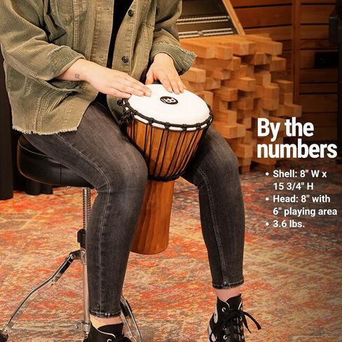 Meinl Percussion Djembe Hand Drum Circle Instrument, Carved Mahogany Headliner Series — NOT Made in China — African Mali Weave Ropes, 2-Year Warranty, Nile, Small (HDJ4-S) in Saudi Arabia