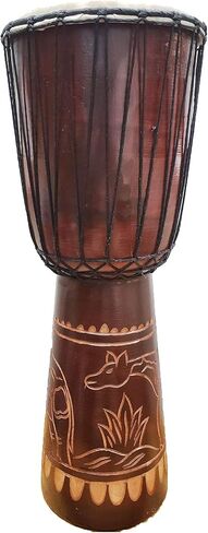 Djembe Drum Carved Bongo African inspired music also a unique gifting idea. Carver Abstract Elephant Giraffe Turtle. (6 Inch, Abstract) in Kuwait