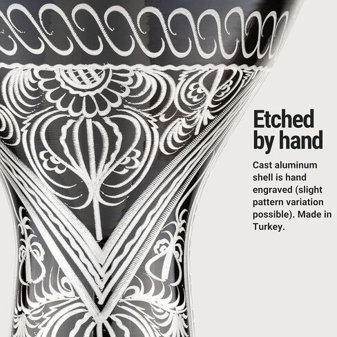 طبلة Meinl Percussion الألومنيوم Doumbek المصرية، محفورة يدويًا - صنع في تركيا - رأس صناعي، ضمان لمدة عامين (HE-3018) in Kuwait