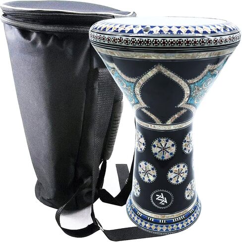 The 17.5" Zaza Percussion Egyptian Mother of Pearl Darbuka Doumbek (Sea Wave with Syntactic Goat Drum Head) in Saudi Arabia