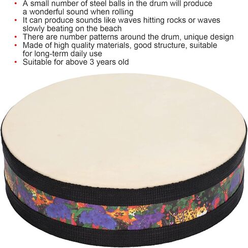 Hand Drum, Good Structure Exquisite Beautiful Ocean Drum Long Service Life Number Patterns Unique Design for Ornaments for Toy in Kuwait