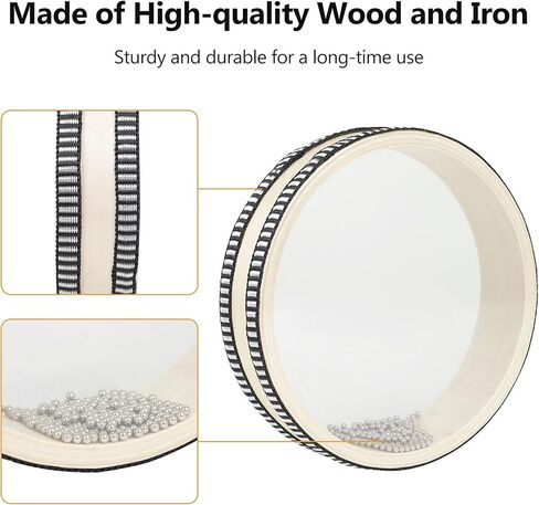 طبلة موجة حبة المحيط - 8 طبلة موجة المحيط، قرع طبل موجة البحر، طبلة صوت البحر لطيف، إطار خشبي طبل اليد آلة موسيقية تعليمية للمنزل اللوازم المدرسية هدية (12 بوصة) in Kuwait