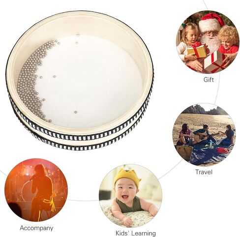 طبلة موجة حبة المحيط - 8 طبلة موجة المحيط، قرع طبل موجة البحر، طبلة صوت البحر لطيف، إطار خشبي طبل اليد آلة موسيقية تعليمية للمنزل اللوازم المدرسية هدية (12 بوصة) in Kuwait