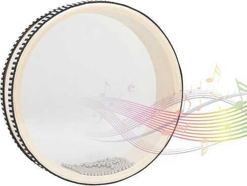 طبلة موجة حبة المحيط - 8 طبلة موجة المحيط، قرع طبل موجة البحر، طبلة صوت البحر لطيف، إطار خشبي طبل اليد آلة موسيقية تعليمية للمنزل اللوازم المدرسية هدية (12 بوصة) in Kuwait