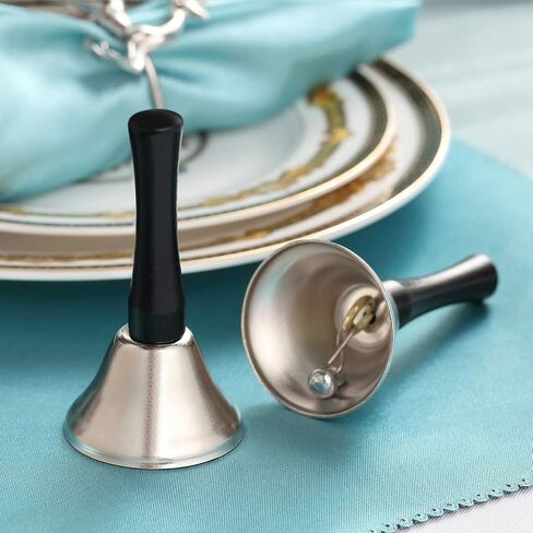 24 Pieces Hand Bells Steel Service Handbells Black Wooden Handle Diatonic Metal Bells Musical Percussion (Silver) in Saudi Arabia