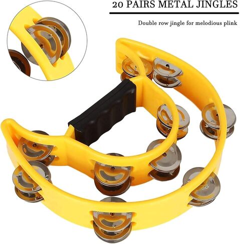 4 عبوات من الدف المزدوج مقاس 25.4 سم، الدف الموسيقي نصف القمر 20 طبلة قرع معدنية محمولة باليد، بانديروس بارا أدولتوس، دفوف موسيقية بلاستيكية للبالغين، الكنيسة، KTV، الحفلات in Kuwait