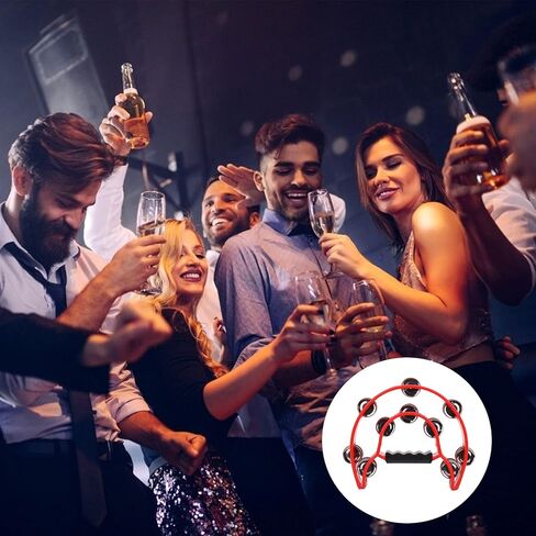 4 عبوات من الدف المزدوج مقاس 25.4 سم، الدف الموسيقي نصف القمر 20 طبلة قرع معدنية محمولة باليد، بانديروس بارا أدولتوس، دفوف موسيقية بلاستيكية للبالغين، الكنيسة، KTV، الحفلات in Kuwait