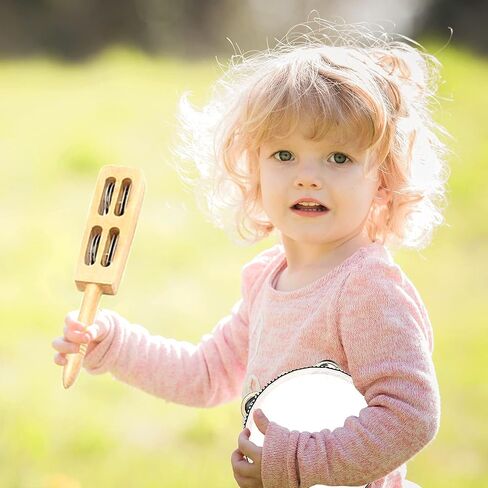 Musical Instruments Set, 15PCS Natural Wooden Percussion Tambourine Maracas Bells Instruments, Educational Music Kit with Storage Bag Birthday in Kuwait