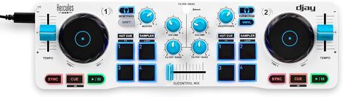 Hercules DJControl Mix Blue - Amazon Exclusive - وحدة تحكم DJ لاسلكية تعمل بالبلوتوث للهواتف الذكية (iOS وAndroid) - تطبيق dJay - طابقان in Saudi Arabia