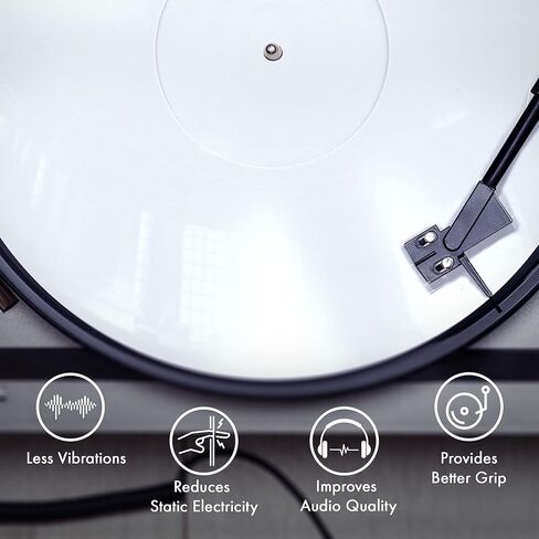 Black Acrylic Turntable Mat - Platter Slipmat for 12" Vinyl Vintage Record Player - Antistatic Cover, Reduces Noise & Sounds from Static & Dust - Tighter Bass Quality, Record Player Mat in Kuwait