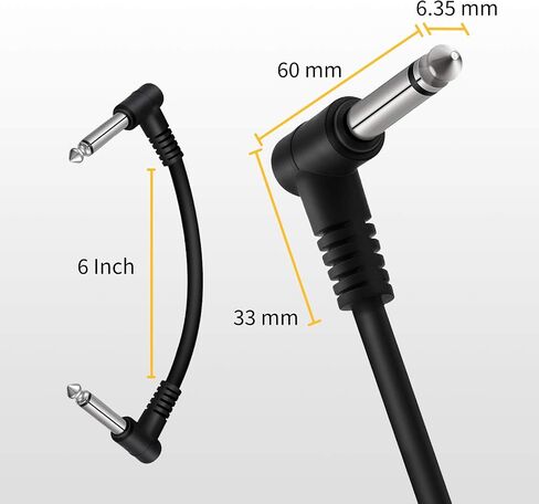 Donner 3 Inch Guitar Patch Cable Guitar Effect Pedal Cables Black 6 Pack in Kuwait