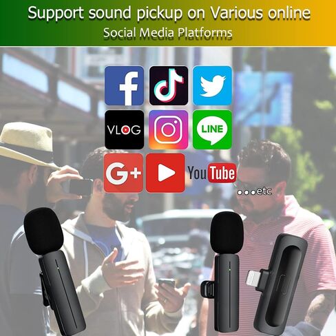 2 Pack Wireless Mini Lavalier Lapel Microphone for iPhone,iPad - Cordless Double Mics Plug and Pick-up 2.4G Ultra-Low Delay Built-in Noise Reduction Chip 5H Working Time for Two-Person Creator in Saudi Arabia
