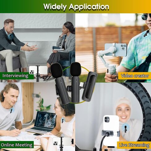 2 Pack Wireless Mini Lavalier Lapel Microphone for iPhone,iPad - Cordless Double Mics Plug and Pick-up 2.4G Ultra-Low Delay Built-in Noise Reduction Chip 5H Working Time for Two-Person Creator in Saudi Arabia