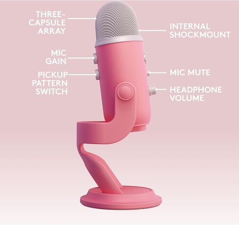 ميكروفون Blue Yeti USB للكمبيوتر الشخصي، وأجهزة Mac، والألعاب، والتسجيل، والبث، والبودكاست، والاستوديو وميكروفون مكثف للكمبيوتر مع تأثيرات VO!CE الزرقاء، و4 أنماط التقاط، والتوصيل والتشغيل - تعتيم in Kuwait
