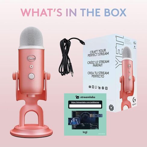 ميكروفون Blue Yeti USB للكمبيوتر الشخصي، وأجهزة Mac، والألعاب، والتسجيل، والبث، والبودكاست، والاستوديو وميكروفون مكثف للكمبيوتر مع تأثيرات VO!CE الزرقاء، و4 أنماط التقاط، والتوصيل والتشغيل - تعتيم in Kuwait