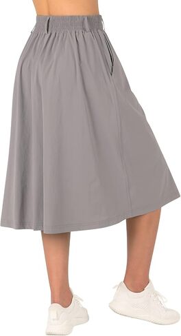 BELE ROY Women's Midi Skirts with Pockets - Elastic High Waisted A Line Casual in Kuwait