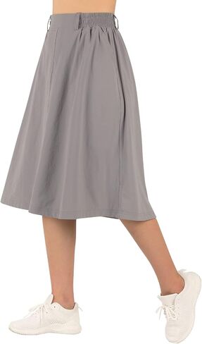 BELE ROY Women's Midi Skirts with Pockets - Elastic High Waisted A Line Casual in Kuwait