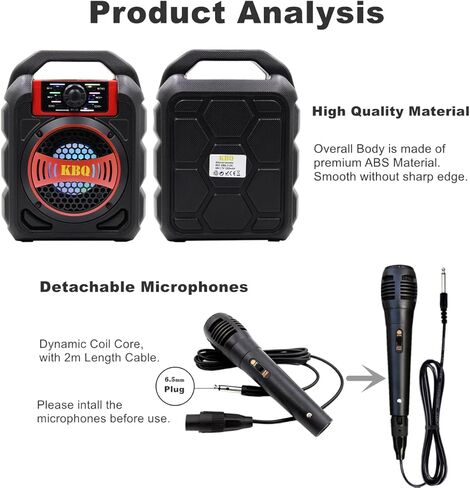 الة كاريوكي بلوتوث من كيه بي كيو مع ميكروفون، مكبر صوت كاريوكي لاسلكي محمول، نظام كاريوكي منزلي للاطفال والكبار للحفلات (احمر) in Kuwait