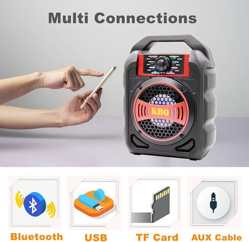 الة كاريوكي بلوتوث من كيه بي كيو مع ميكروفون، مكبر صوت كاريوكي لاسلكي محمول، نظام كاريوكي منزلي للاطفال والكبار للحفلات (احمر) in Kuwait