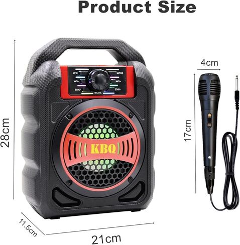 الة كاريوكي بلوتوث من كيه بي كيو مع ميكروفون، مكبر صوت كاريوكي لاسلكي محمول، نظام كاريوكي منزلي للاطفال والكبار للحفلات (احمر) in Kuwait