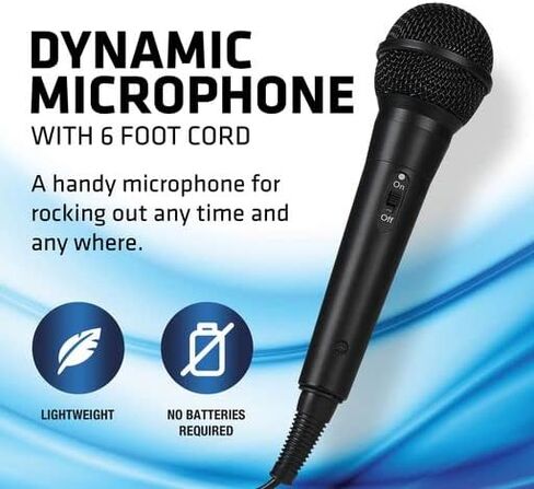Singsation Dynamic Microphone with 6' Cord, Lightweight, No Batteries Required, Plug and Play Accessory, Designed for SPKA30/SPKA700 Karaoke Machines in Kuwait