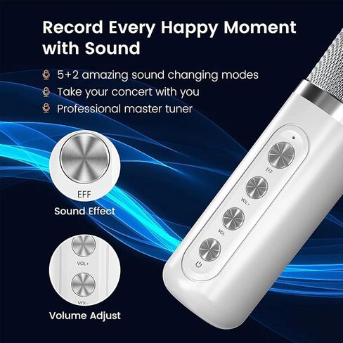 Karaoke Machine for Adults and Kids, Portable Bluetooth Karaoke Speaker with 2 Wireless Microphones for TV, Singing Karaoke for Home Party, Great Gifts for Boys and Girls in Kuwait
