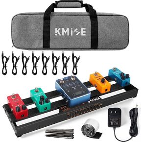 Guitar Pedal Board with Built-in Power Supply 24x1.9x12.5" 3.6LB Pedalboard, Aluminium Alloy Isolated Power Supply Power Pedal with Cable,Charger,40 * 1.2 Inch Self Adhesive Hook Loop Tape Cable Ties