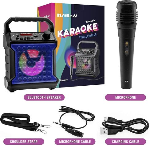 Risebass Karaoke Bluetooth Party Speaker with Microphone – Portable Wireless Karaoke Machine for Indoor/Outdoor Parties – Loud Speaker for Thanksgiving or Christmas – SD, AUX, USB in Kuwait