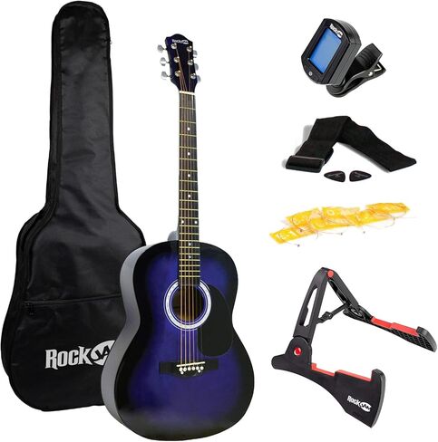 تشتمل مجموعة RockJam Acoustic Guitar Superkit على حامل، وحقيبة أزعج، وموالف، ولقطات، وحامل ريشة، وأوتار احتياطية ودروس عبر الإنترنت، حزمة مكونة من 6 أوتار، يمين، أزرق، كامل (RJW-101-BL-PK) in Saudi Arabia