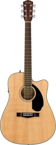 غيتار كهربائي صوتي من Fender CD-60SCE ذو رأس صلب - مجموعة كاملة من الماهوجني مع حافظة صلبة، وكابل للآلات، وموالف، وحزام، وأوتار، ولقطات، وأقراص DVD التعليمية لأوستن بازار in Kuwait