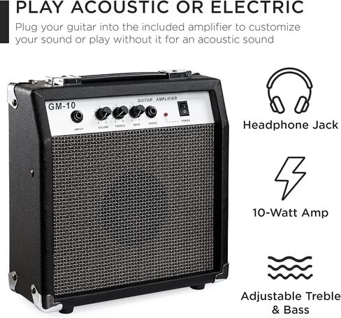 Best Choice Products Beginner Acoustic Electric Guitar Starter Set w/ 41in, All Wood Cutaway Design, Case, Strap, Picks, Tuner - Blue in Kuwait