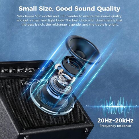 Asmuse Electric Drum Amp, Portable 25W Practice Drum Amplifier Speaker with AUX Input, Volume, Treble, and Middle Controls in Saudi Arabia