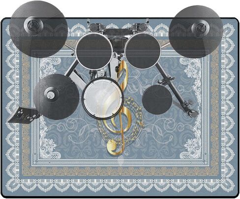 Drum Rug, Drum Set Carpet,Bedroom Living Room Decor,Soundproof Rug Pads Drum Accessories for Drum Set,Non-Slip Carpet,Great Gift for Drummers,100% Polyester(A,2.6 * 4ft) in Kuwait