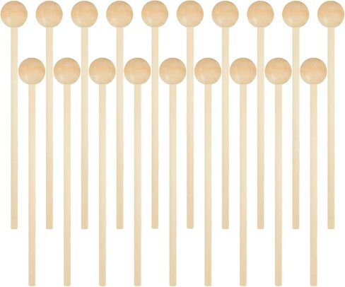 20 Pieces Wood Mallets Percussion Glockenspiel Xylophone Mallets Sticks Wood Small Musical Drumsticks Chime Round Head Hammer Wooden Drum and Percussion Mallets for Kids, 8.2 Inch Long in Saudi Arabia