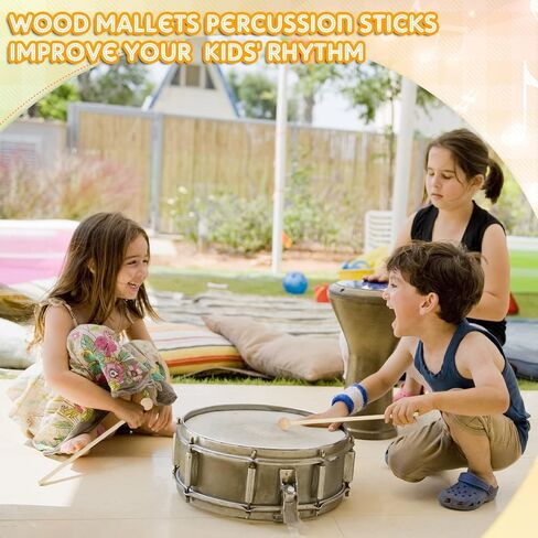 20 Pieces Wood Mallets Percussion Glockenspiel Xylophone Mallets Sticks Wood Small Musical Drumsticks Chime Round Head Hammer Wooden Drum and Percussion Mallets for Kids, 8.2 Inch Long in Saudi Arabia