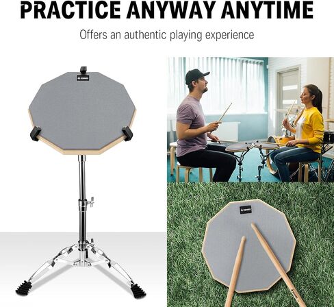 Donner Drum Practice Pad 8 Inches, Silent Practice Drum Pad 2-Sided With Drum Sticks - Blue in Kuwait