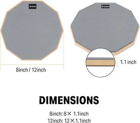 Donner Drum Practice Pad 8 Inches, Silent Practice Drum Pad 2-Sided With Drum Sticks - Blue in Kuwait