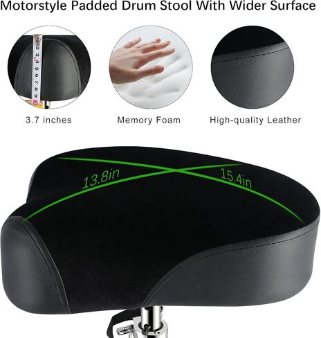 EASTROCK Drum Throne Drum Seat Height Adjustable,Rotatable Padded Drum Stools Motorcycle Style Drum Chair with Anti-Slip Feet for Drummers,Adult in Saudi Arabia