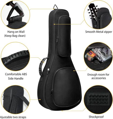 شنطة مندولين من ديفيزر، مقاس 0.5 انش، مبطنة سميكة ومقابض من بلاستيك ايه بي اس، شنطة ماندولين مقاس 28 انش مع اعواد بلون اسود (اسود) in Kuwait