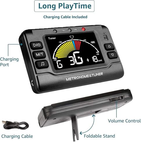 Metronome Tuner, Rechargeable 3 In 1 Digital Metronome Tuner Tone Generator for Guitar, Bass, Violin, Ukulele and Chromatic,Clarinet, Trumpet, Flute, Tuners for All Instruments in Kuwait