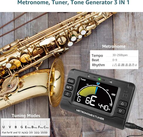 Metronome Tuner, Rechargeable 3 In 1 Digital Metronome Tuner Tone Generator for Guitar, Bass, Violin, Ukulele and Chromatic,Clarinet, Trumpet, Flute, Tuners for All Instruments in Kuwait