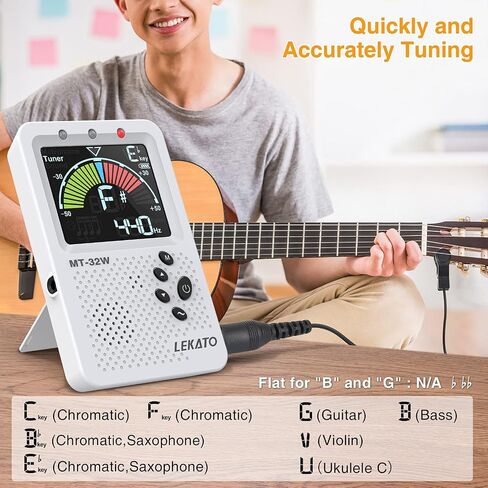 Metronome Tuner, Rechargeable 3 In 1 Digital Metronome with Vocal Count, Tone Generator Tuners for Guitar, Bass, Violin, Ukulele, Chromatic, Clarinet, Trumpet, Flute, All Instruments, Black by LEKATO in Saudi Arabia