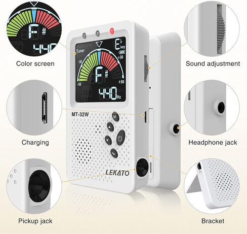 Metronome Tuner, Rechargeable 3 In 1 Digital Metronome with Vocal Count, Tone Generator Tuners for Guitar, Bass, Violin, Ukulele, Chromatic, Clarinet, Trumpet, Flute, All Instruments, Black by LEKATO in Saudi Arabia