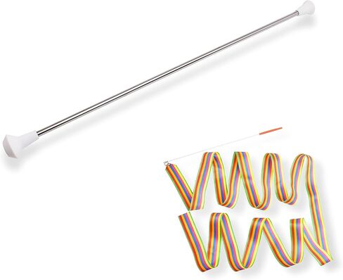 عصا التدوير والسير من Bounec مقاس 60.96 سم - قضيب عمود صغير قياسي من الفولاذ المقاوم للصدأ مع أطراف مطاطية - كامل مع شريط رقص واحد (24 بوصة) in Kuwait